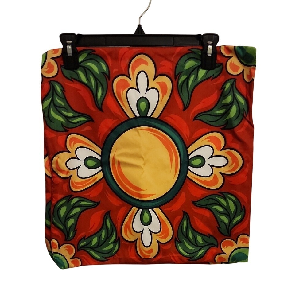 2 for $15 Two 17" Square Vibrant Red and Green Pillow Covers With Zippers - Picture 3 of 8